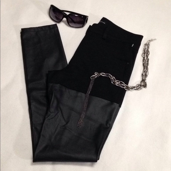 Walter Baker Pants Biker Skinny Fit Black Chaps style Vegan Leather W118 Small - Picture 4 of 8